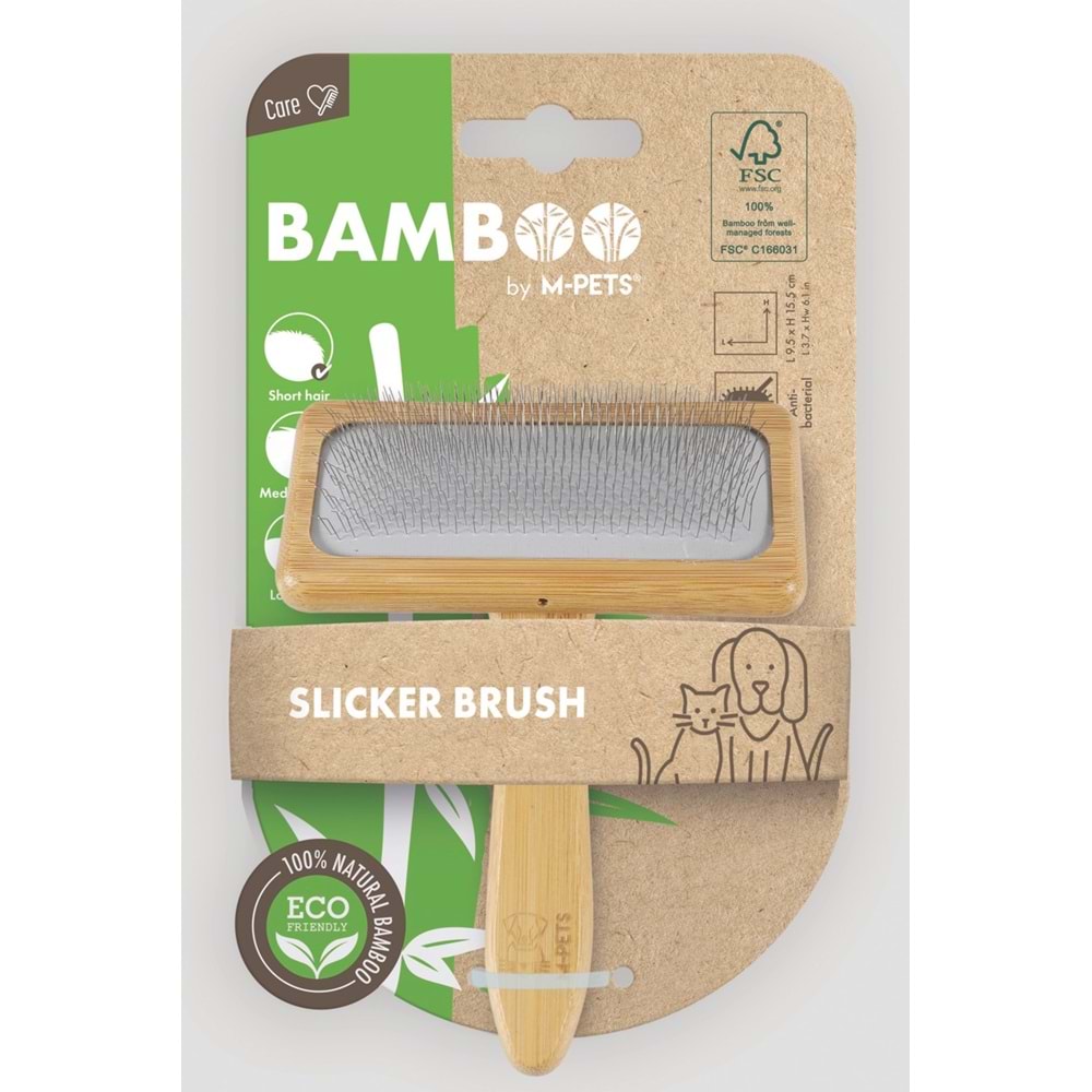 M-Pets Bambu İnce Telli Fırça 9.5x15.5 cm M