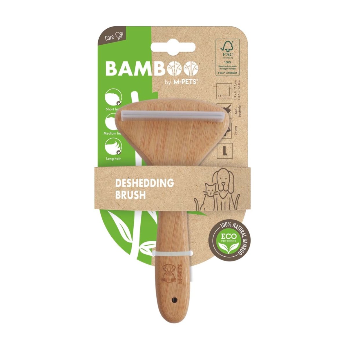 M-Pets Kedi ve Köpekler İçin Tüy Alıcı Bambu Tarak 9x17,5cm L