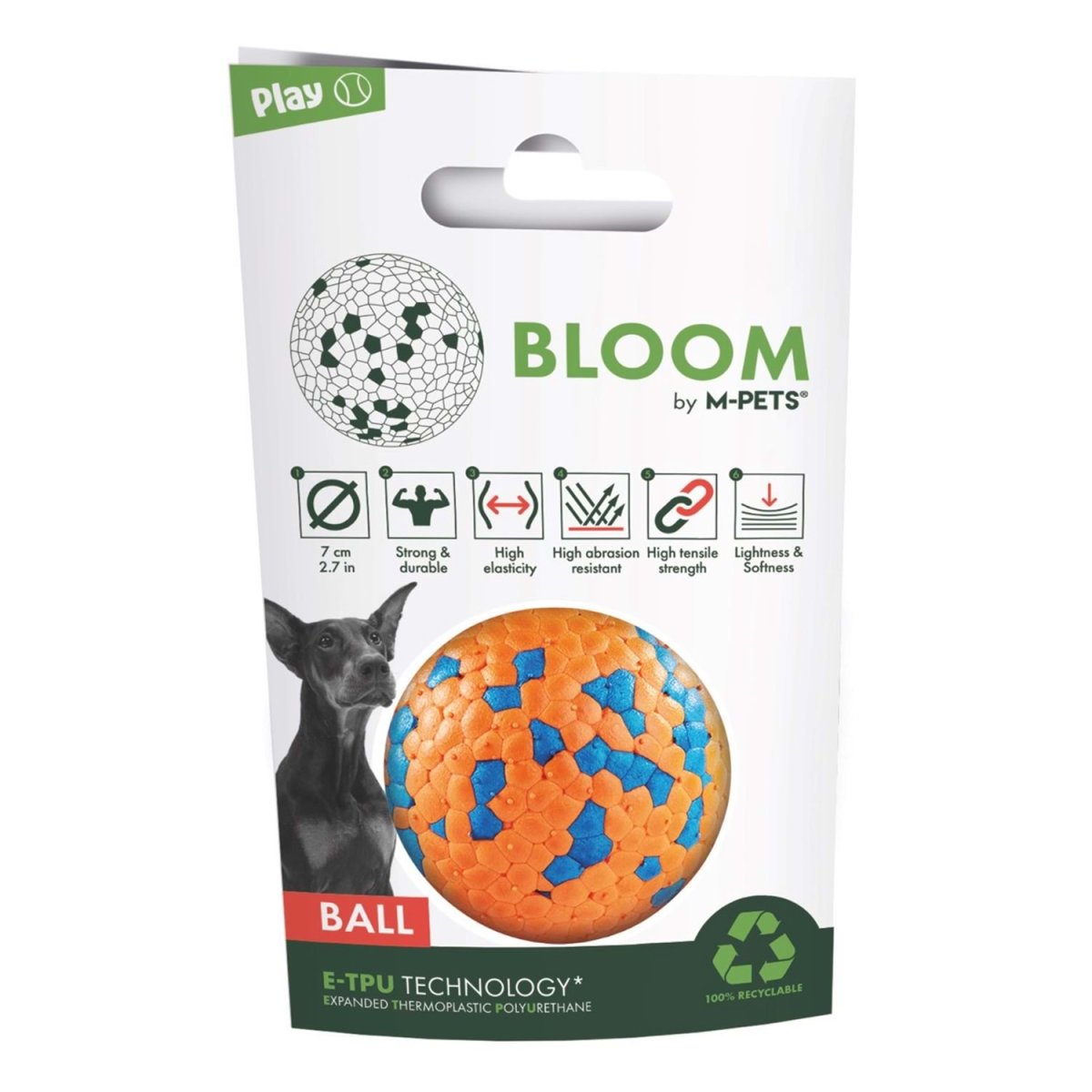 M-PETS BLOOM BALL OYUN TOPU PARÇALANMAZ ORANGE/BLUE