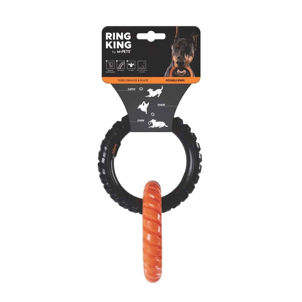 M-PETS RING KING KÖPEK OYUNCAĞI DOUBLE ORANGE/BLACK