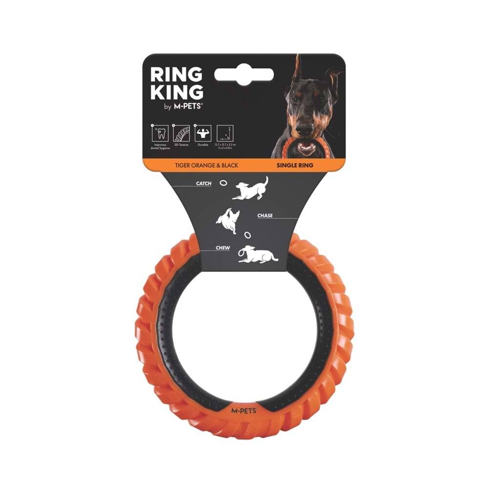 M-PETS RING KING KÖPEK OYUNCAĞI SINGLE ORANGE/BLACK