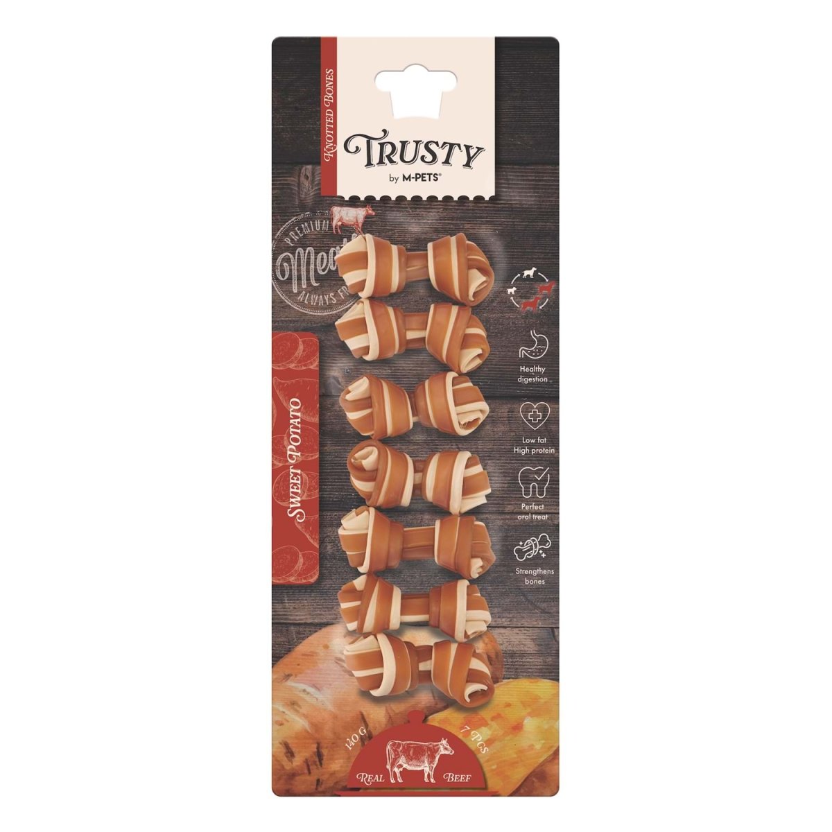 M-PETS TRUSTY BEEF TATLI PATATESLİ ÖDÜL 7Lİ 140GR/6,4CM