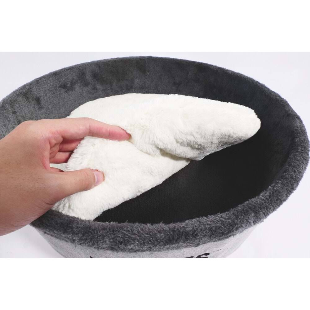 M-PETS ROUND ELEVATED AHŞAP AYAKLI KEDİ YATAĞI GREY