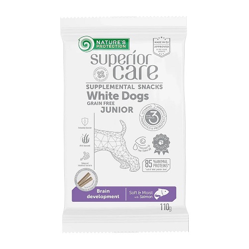 Natures Protection Superior Care Beyaz Tüylü Yavru Köpekler İçin Somonlu Beyin Gelişimi Destekli Köpek Ödülü 110g