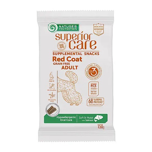 Natures Protection Superior Care Kızıl Tüylü Köpekler İçin Somonlu Hipoalerjenik Ağız Bakım Köpek Ödülü 150g