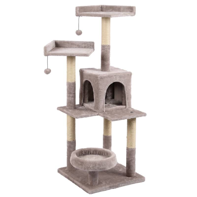Tommy Çok Katlı Lüks Kedi 45x45x121 Evli Tırmalama Bej