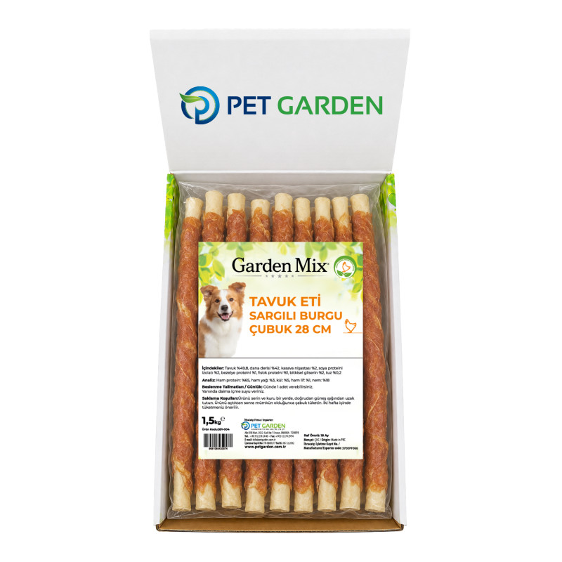 Garden Mıx Tavuk Eti Sargılı Burgu Çubuk 28cm- 1,5 Kg