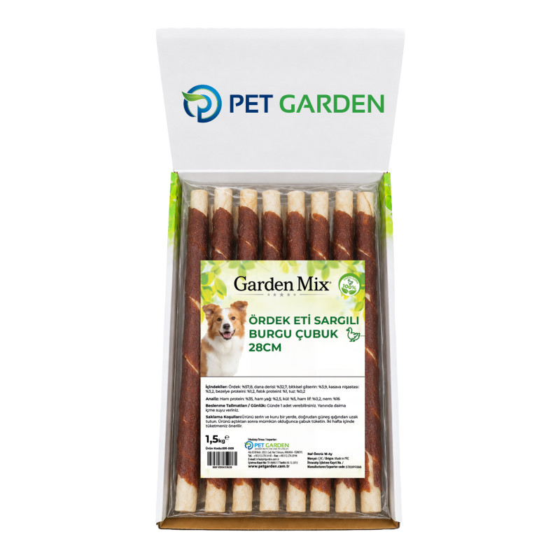 Garden Mıx Ördek Eti Sargılı Burgu Çubuk 28cm - 1,5 Kg