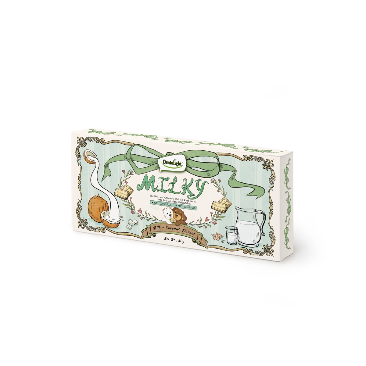 Dentalight Milky Choco Bar Süt ve Hindistan Cevizi Aromalı Köpek Çikolatası 80 Gr