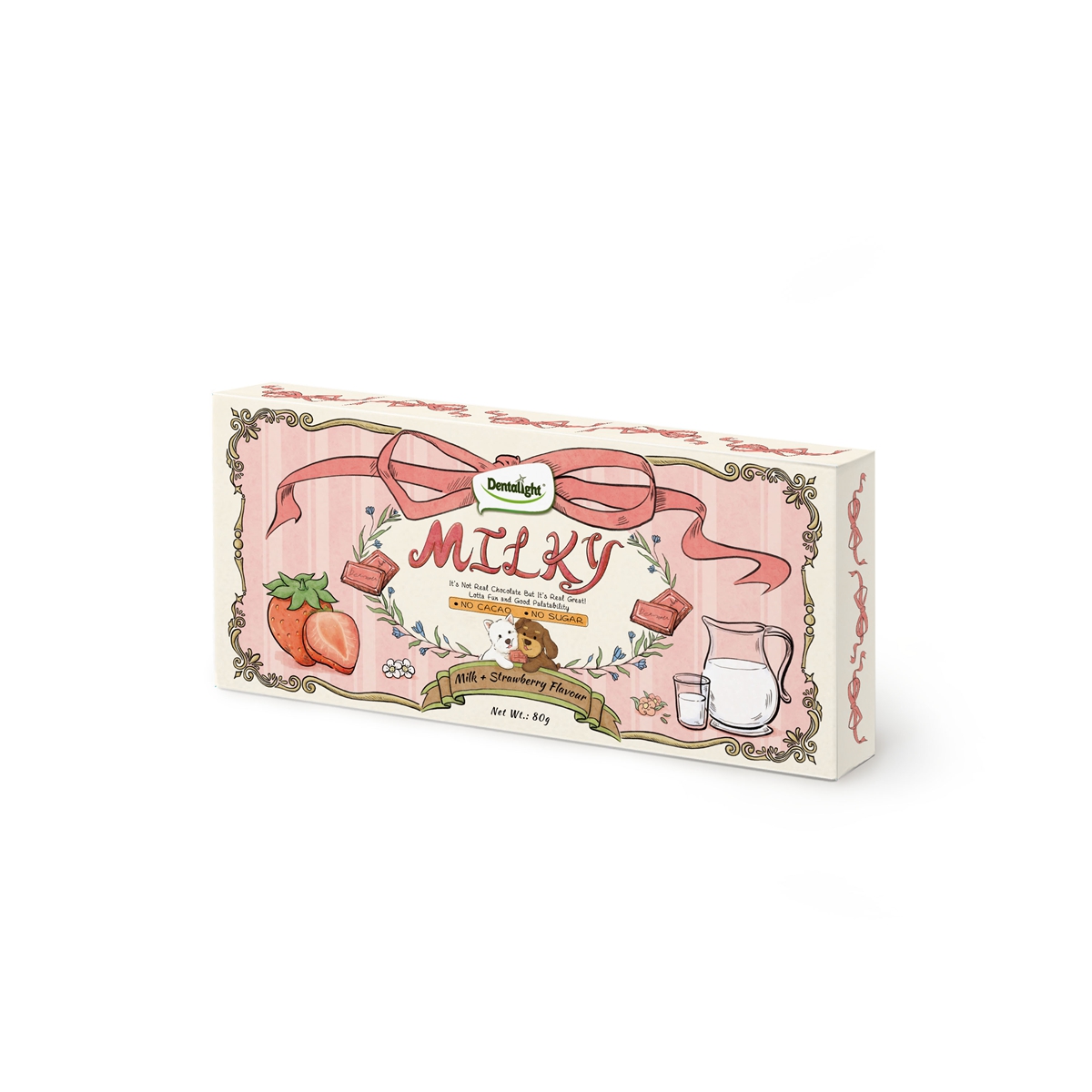 Dentalight Milky Choco Bar Süt ve Çilek Aromalı Köpek Çikolatası 80 Gr