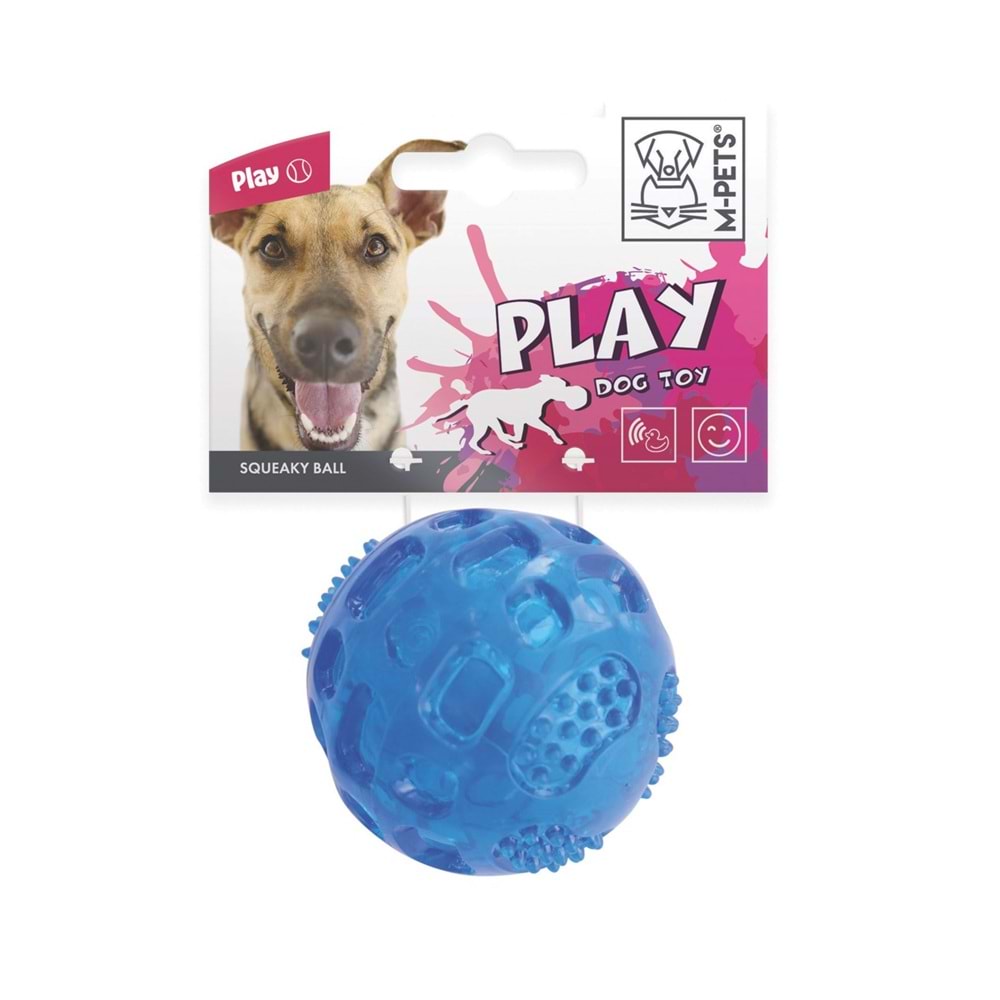 M-PETS SQUEAKY KÖPEKLER İÇİN OYUN TOPU BLUE 6,3CM