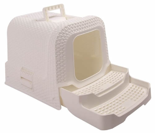 M-PETS SUEZ RATTAN KAPALI KEDİ TUVALETİ WHİTE 69X42X41CM