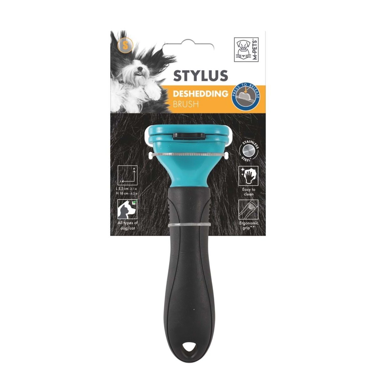 M-Pets Stylus Furminatör Basmalı Kedi Köpek Tarağı S