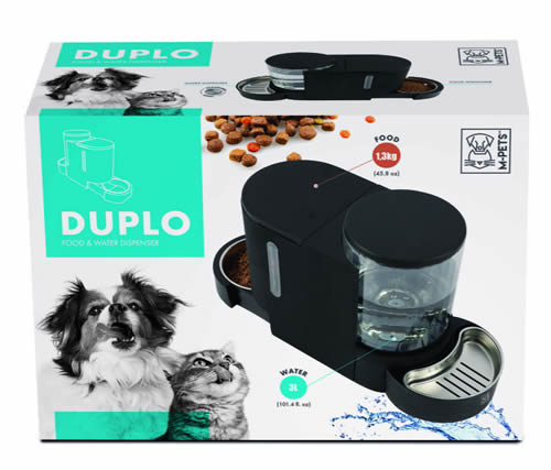 M-PETS Duplo Hazneli Mama ve Su Kabı 3Litre-1.3Kg Siyah