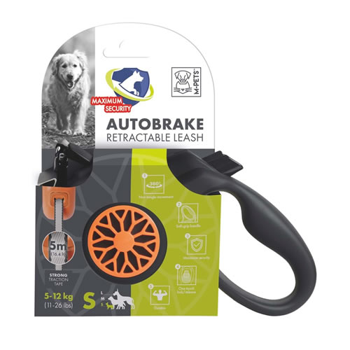 M-PETS Autobrake Otomatik Köpek Gezdirme Kayışı Şerit S 5MT Turuncu