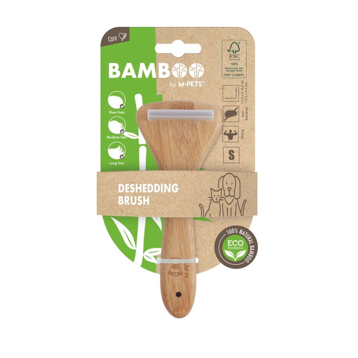 M-Pets Kedi ve Köpekler İçin Tüy Alıcı Bambu Tarak 6,5x16,5cm S