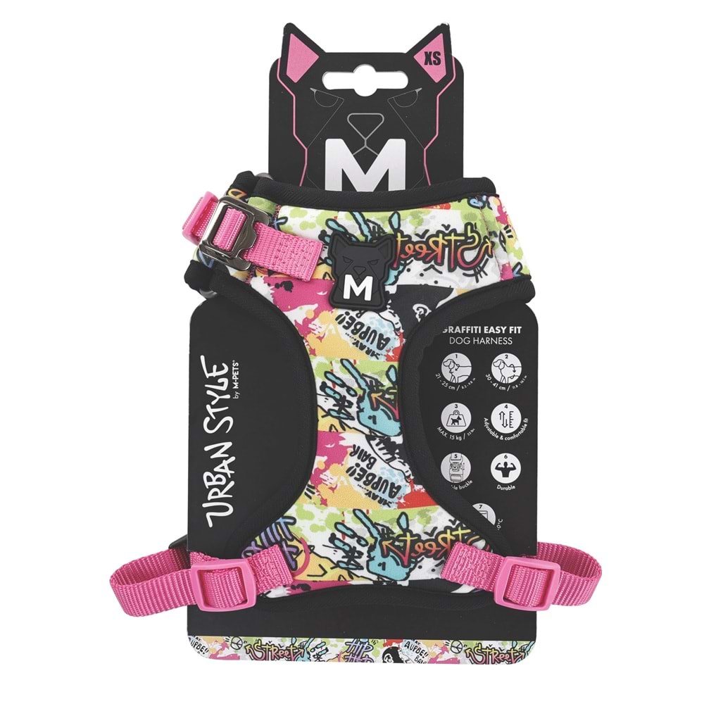 M-PETS URBAN STYLE GRAFFITI EASY FİT KÖPEK GÖĞÜS TASMASI (XS)