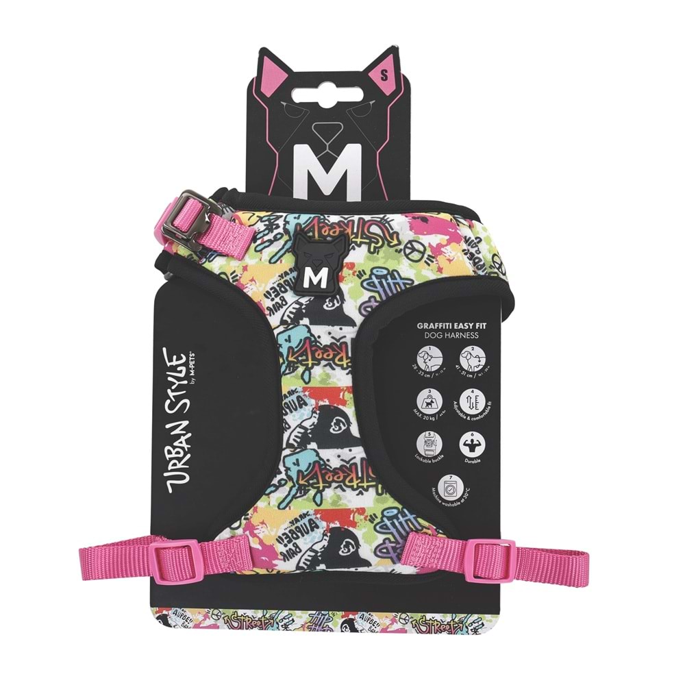 M-PETS URBAN STYLE GRAFFITI EASY FİT KÖPEK GÖĞÜS TASMASI (S)