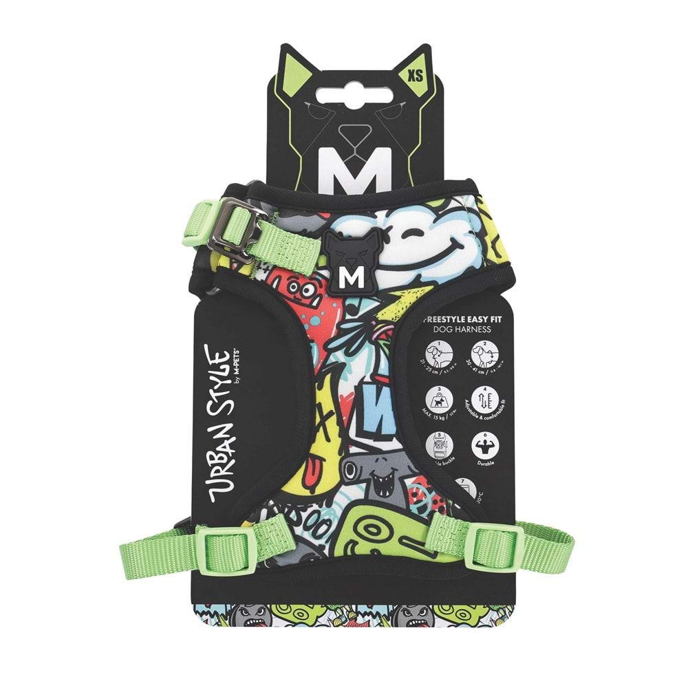 M-PETS URBAN STYLE MULTİCOLOR EASY FİT KÖPEK GÖĞÜS TASMASI (XS)