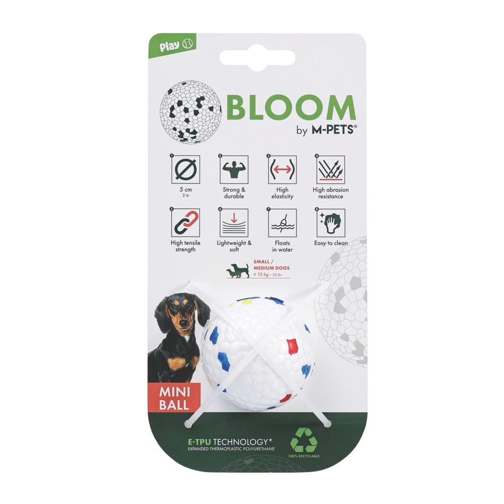 M-PETS BLOOM MİNİ BALL OYUN TOPU PARÇALANMAZ RED/WHİTE