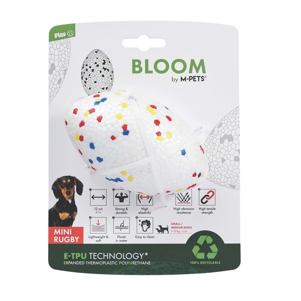 M-PETS BLOOM MİNİ RUGBY PARÇALANMAZ RUGBY TOPU RED:/WHİTE