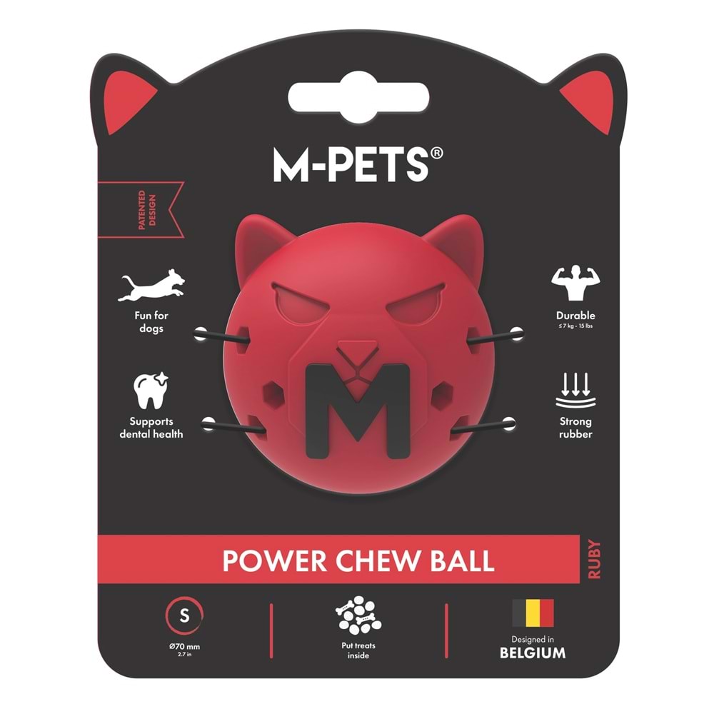 M-PETS POWER CHEW BALL KAUÇUK KÖPEK OYUNCAĞI RUBY (S)
