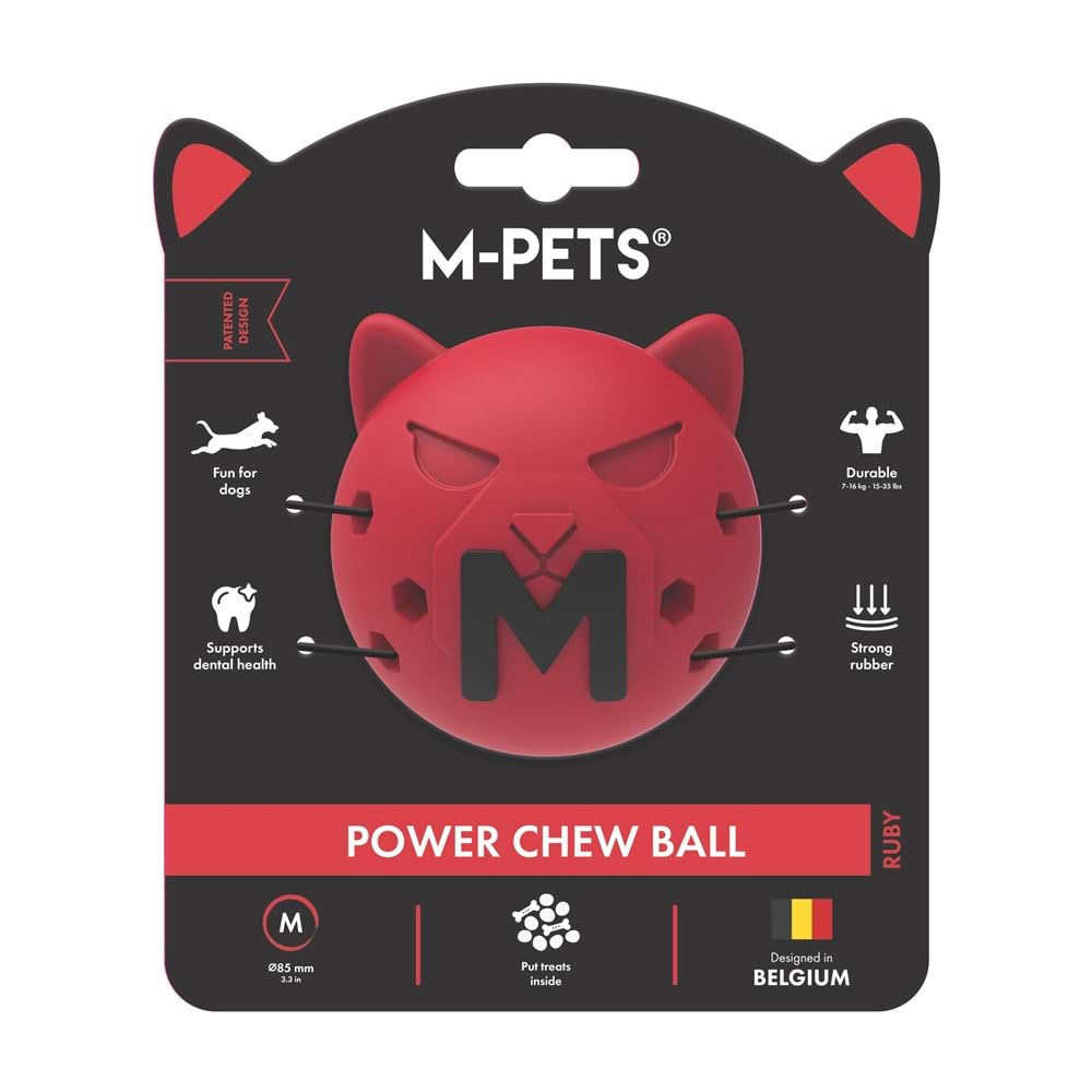 M-PETS POWER CHEW BALL KAUÇUK KÖPEK OYUNCAĞI RUBY (M)
