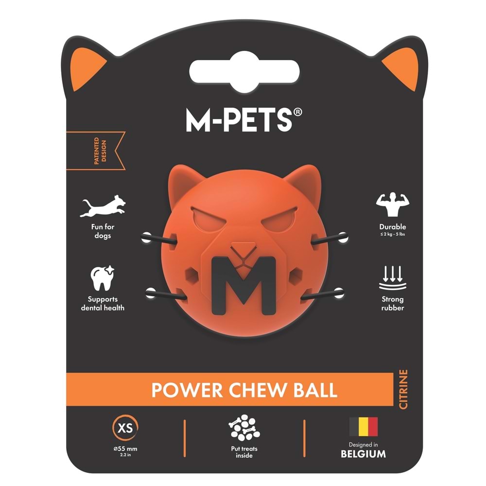 M-PETS POWER CHEW BALL KAUÇUK KÖPEK OYUNCAĞI CITRINE (XS)