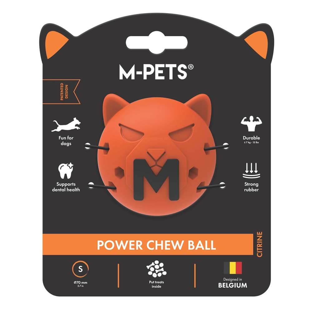 M-PETS POWER CHEW BALL KAUÇUK KÖPEK OYUNCAĞI CITRINE (S)