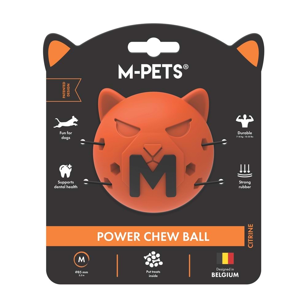 M-PETS POWER CHEW BALL KAUÇUK KÖPEK OYUNCAĞI CITRINE (M)
