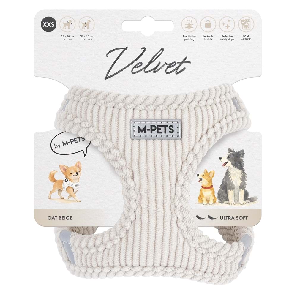 M-PETS VELVET DOG GÖĞÜS TASMASI BEJ (XXS)