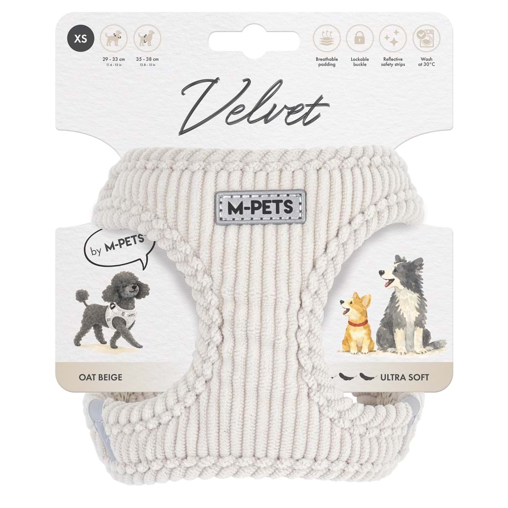 M-PETS VELVET DOG GÖĞÜS TASMASI BEJ (XS)