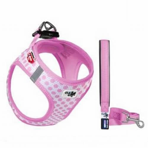 Curli Vest  Air-Mesh Köpek Göğüs Tasması Puantiye PEMBE  M