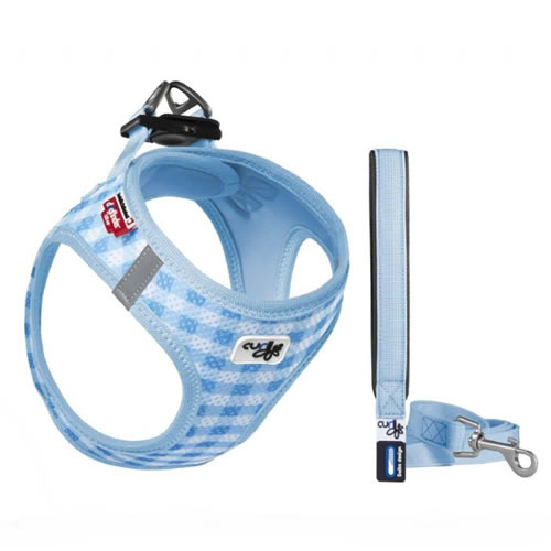 Curli Vest  Air-Mesh Köpek Göğüs Tasması KARELİ MAVİ 2XS