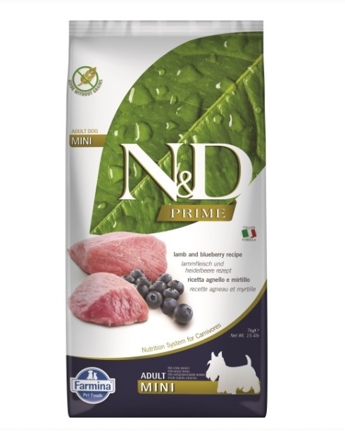 ND Dog Prime Adult Mini Kuzu/Yaban Mersini Tahılsız Köpek Maması 7 Kg