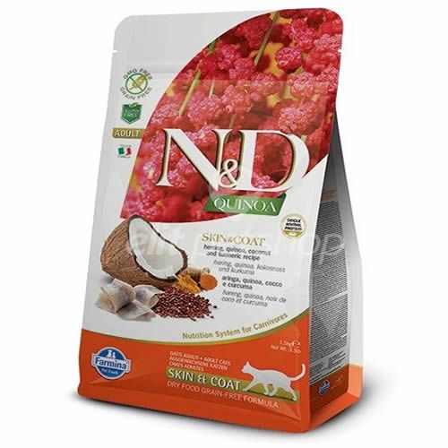 ND Cat Quinoa Skin Coat Ringa Balıklı &amp; Hindistan Cevizli Kedi Maması 1.5 KG