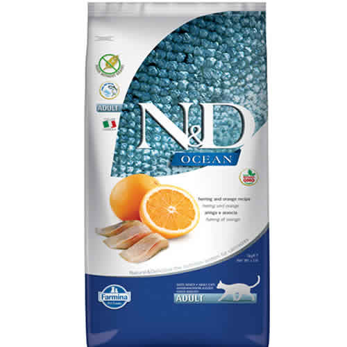 ND Cat Ocean Tahılsız Ringa Balığı ve Portakallı Yetişkin Kedi Maması 5kg