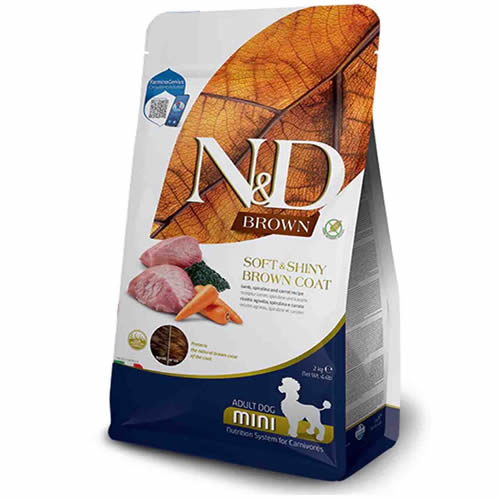 ND Dog Brown Adult Mini Kuzulu&amp;Havuçlu Köpek Maması 2 kg