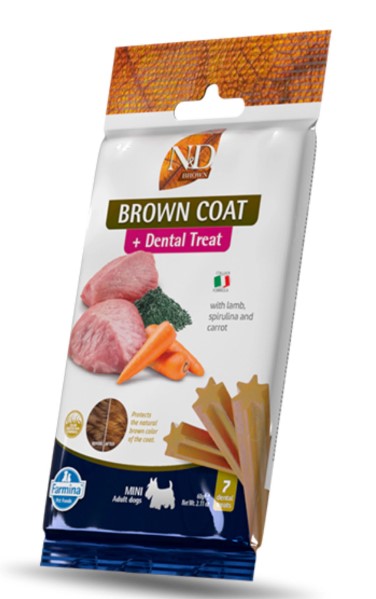 ND Dog Brown Coat Kuzu Spirulina ve Havuçlu Küçük Irk Köpek Ödül Maması 60gr