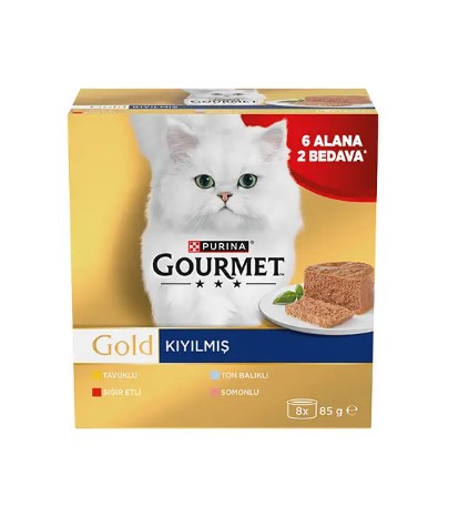 Gourmet Gold Kıyılmış Karışık Çeşitli Kedi Konservesi 8x85gr (8 AL 6 ÖDE)