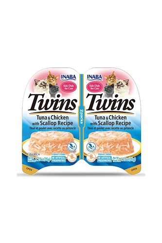 Inaba Twins Jöle İçinde Ton Balıklı Deniz Taraklı ve Tavuklu Kedi Konservesi 35gr 2 li