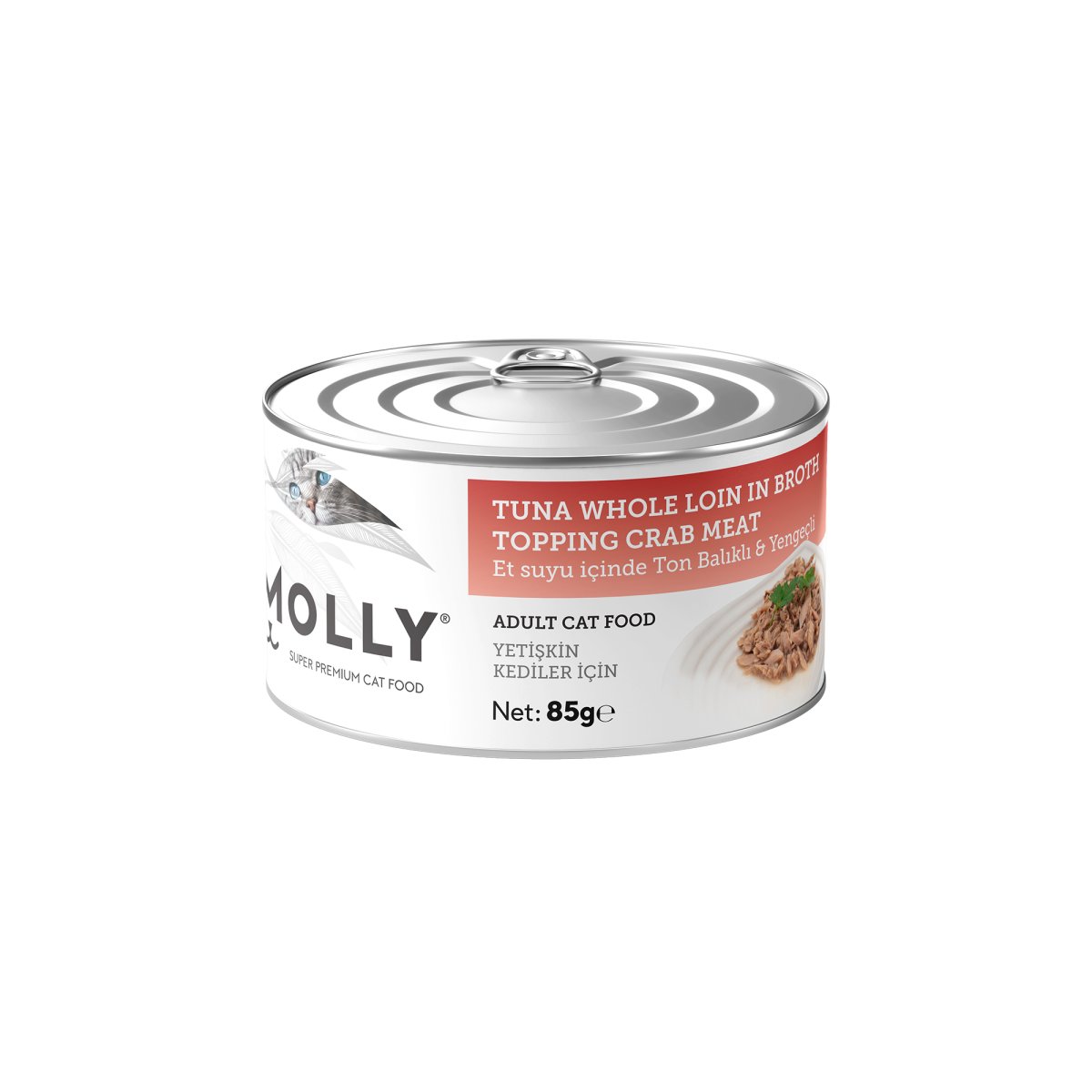 Molly Et Suyu içinde Ton Balıklı Yengeçli Kedi Konservesi 85 gr