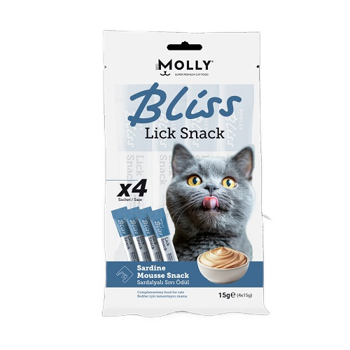 Molly Bliss Kedi Lick Snack Sardalyalı Sıvı Ödül Maması 4*15 gr