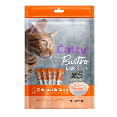 Catty Bistro Tavuklu Yengeçli Sıvı Kedi Ödül Maması 5x14 gr