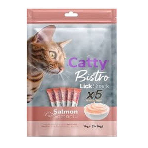 Catty Bistro Somonlu Deniz Taraklı Sıvı Kedi Ödül Maması 5x14 gr