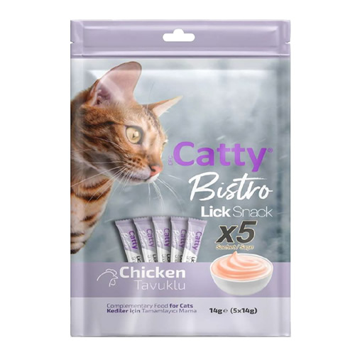Catty Bistro Tavuklu Sıvı Kısır Kedi Ödül Maması 5x14 gr