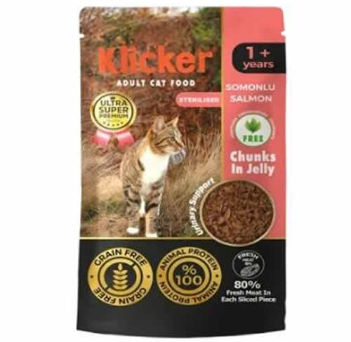 Klicker Kısır Somonlu Kedi Konservesi 85 Gr