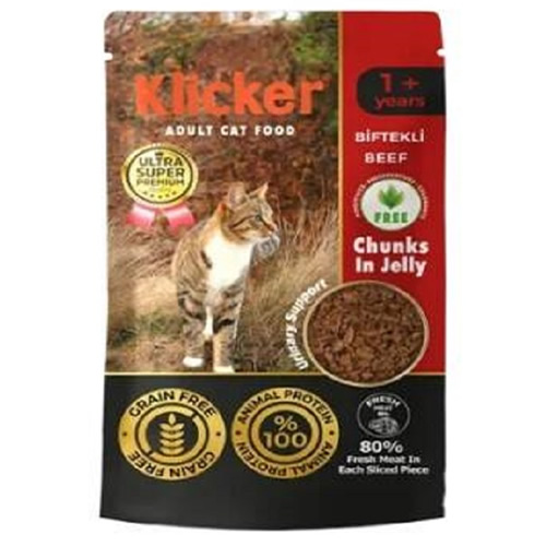 Klicker Biftekli Kedi Konservesi 85 Gr