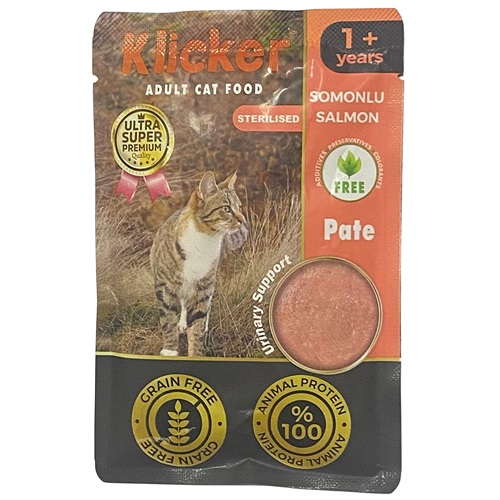 Klicker Kısır Somonlu Pate Kedi Konservesi 85 Gr