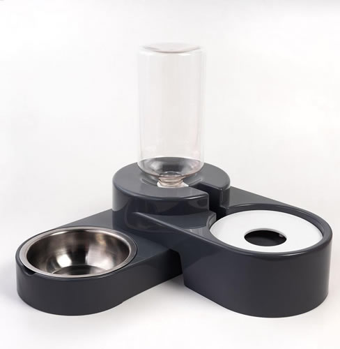Miapet Köşeli Ayarlanabilir Hazneli Çelik Taslı Kedi-Köpek Mama Ve Su Kabı Seti 1000ml